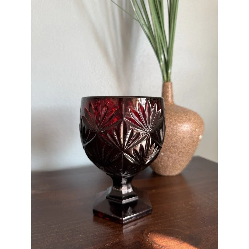 Vintage‎ Luminarc Arcoroc France Red Ruby Glass Pedestal Candy Dish Goblet